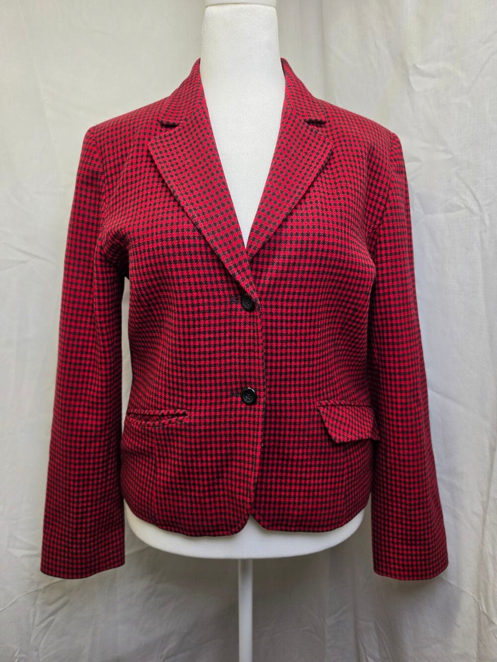 Pendleton Women’s Size 10 Red Black Houndstooth Wool Blazer Vintage Classic
